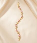 Premium Colorful Zircon Stone Leaf Pattern Bracelet - Image 4