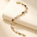 Premium Colorful Zircon Stone Leaf Pattern Bracelet